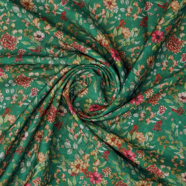 Green Botanical Garden Floral Printed Muslin Fabric – mu 0 ma023699 114 2