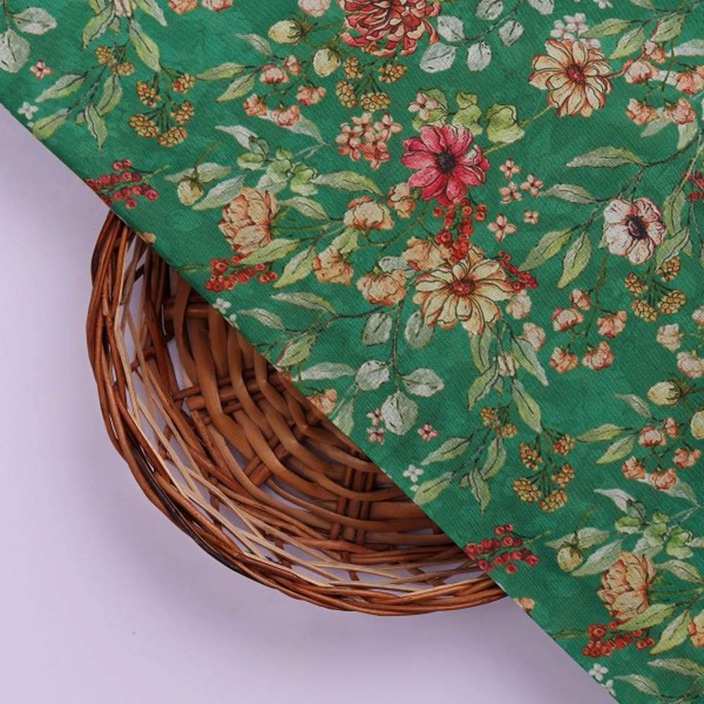 Green Botanical Garden Floral Printed Muslin Fabric – mu 0 ma023699 114 3