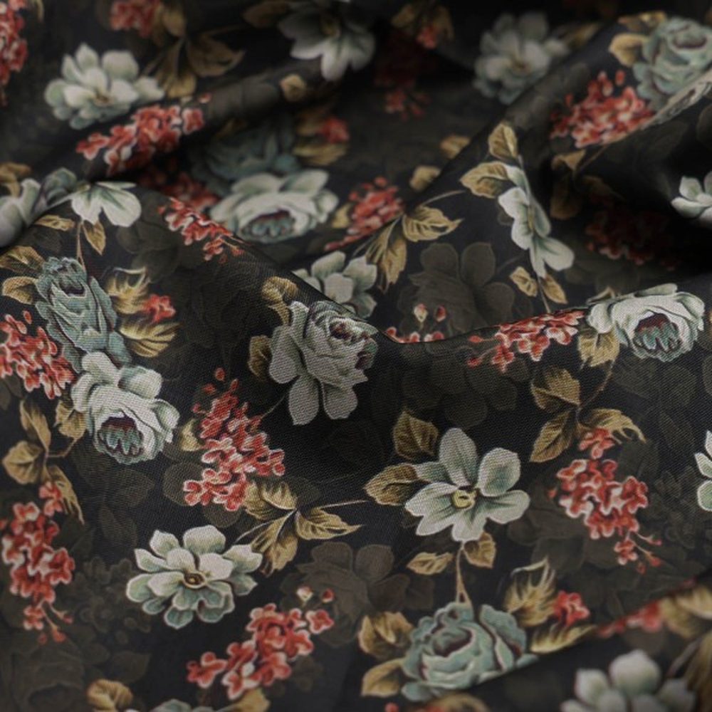 Elegant Dark Floral Garden Print on Soft Muslin Fabric – mu 0 ma023701 114 1