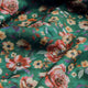 Lush Green & Coral Rose Floral Print Muslin Fabric – mu 0 ma023704 114 1