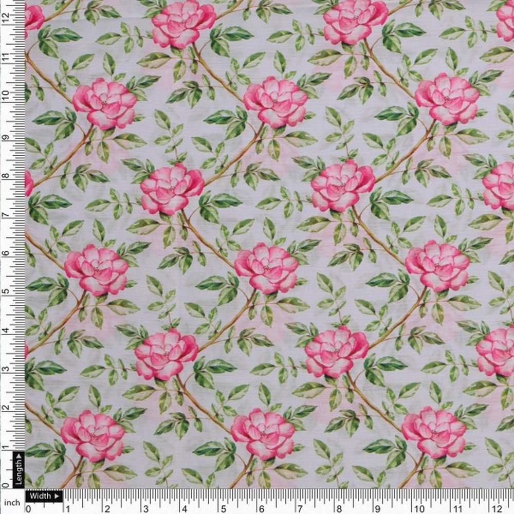 Pink Rose Vine Floral Print on Soft Muslin Fabric – mu 0 ma05171 114 4