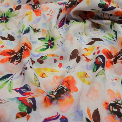 Colourful Watercolour Blossom Printed Soft Muslin Fabric – mu 0 ta01142 114 1