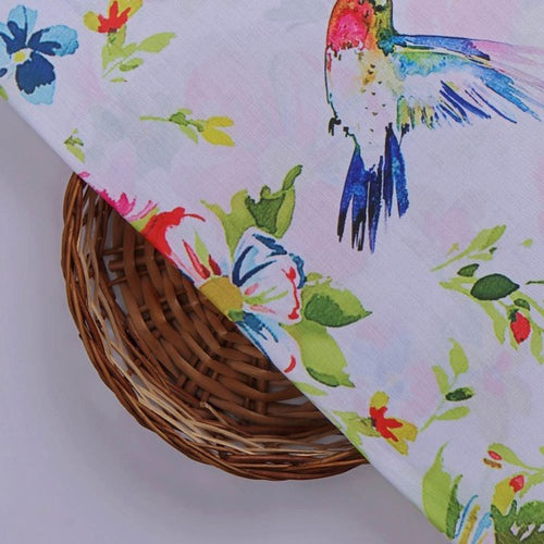 Watercolour Hummingbird & Floral Printed Muslin Fabric – mu 0 ta0324 114 3
