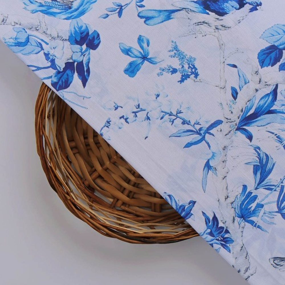 Blue Chinoiserie Bird & Floral Print Muslin Fabric – mu 0 ta0325 114 3