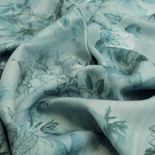 Serene Sea Green Floral Sketch Printed Muslin Fabric – mu 0 ta04093 114 1