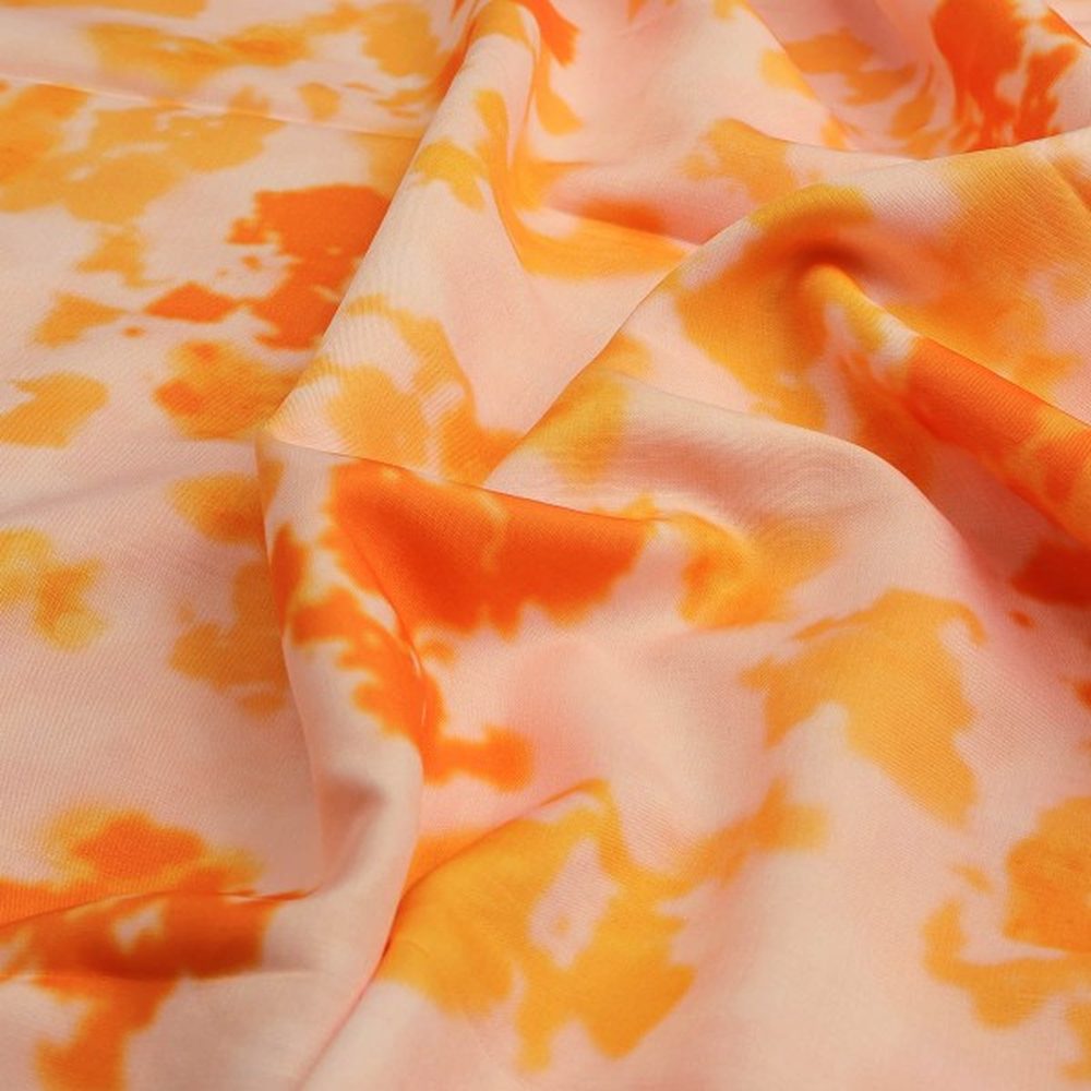 Orange & Yellow Tie-Dye Abstract Muslin Fabric – mu 0 ta08399 114 1