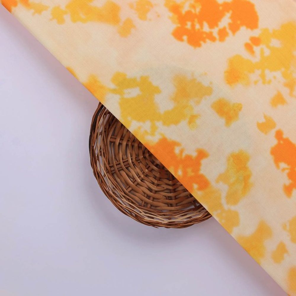 Orange & Yellow Tie-Dye Abstract Muslin Fabric – mu 0 ta08399 114 3