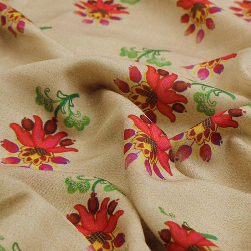 Beige Muslin Fabric with Red and Green Floral Motifs – mu 0 ta0850 114 1