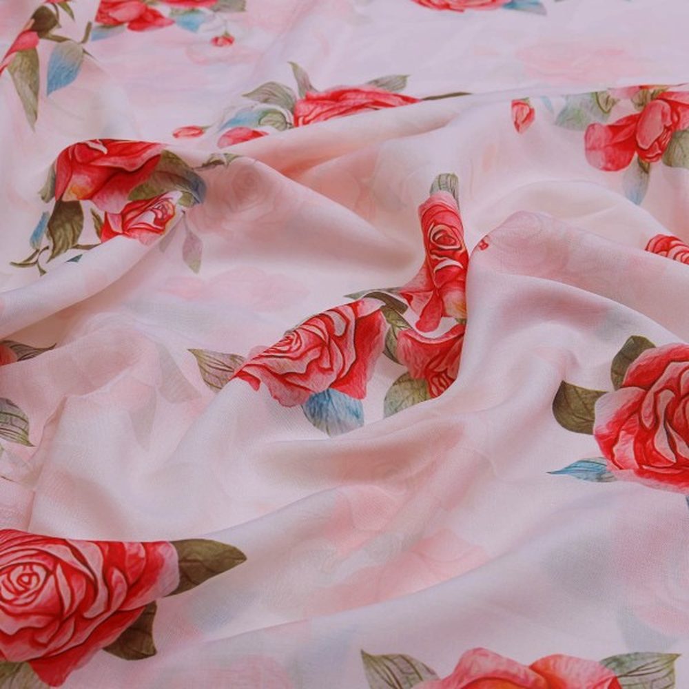Watercolour Red Rose Floral Print Premium Muslin Fabric – mu 0 ta08599 114 1