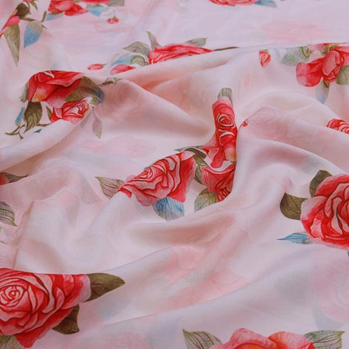 Watercolour Red Rose Floral Print Premium Muslin Fabric – mu 0 ta08599 114 1