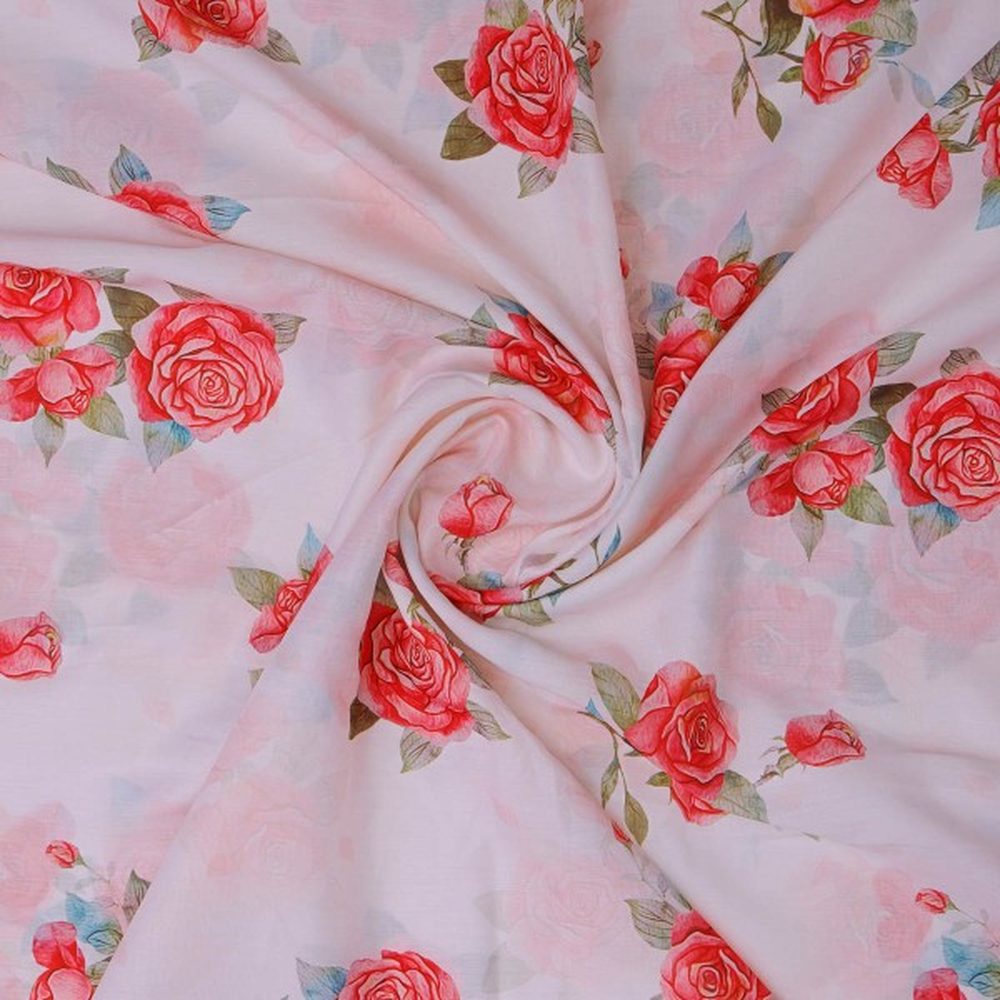Watercolour Red Rose Floral Print Premium Muslin Fabric – mu 0 ta08599 114 2