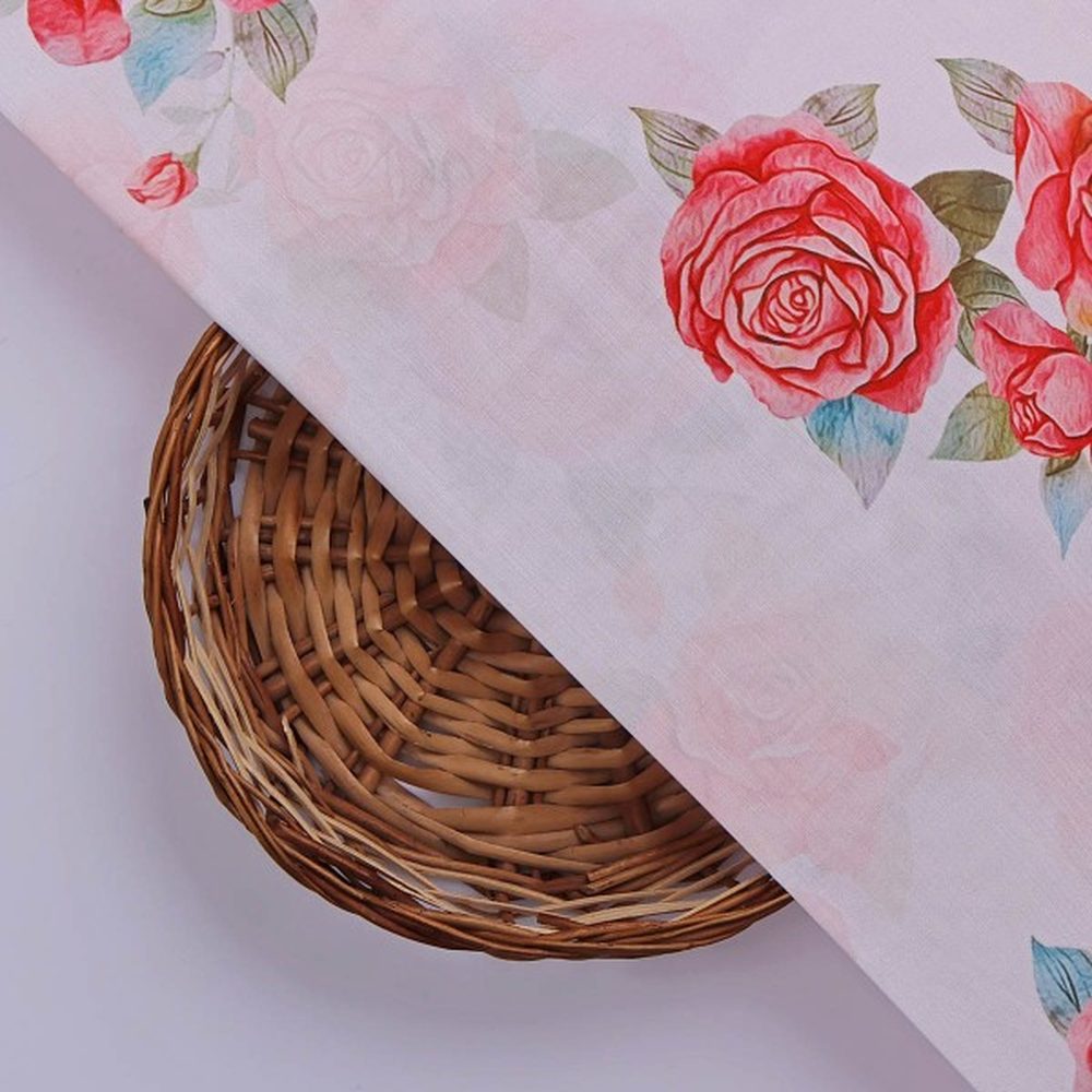 Watercolour Red Rose Floral Print Premium Muslin Fabric – mu 0 ta08599 114 3