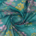 Teal Organza Floral Print Fabric – or 0 pa10060 110 2