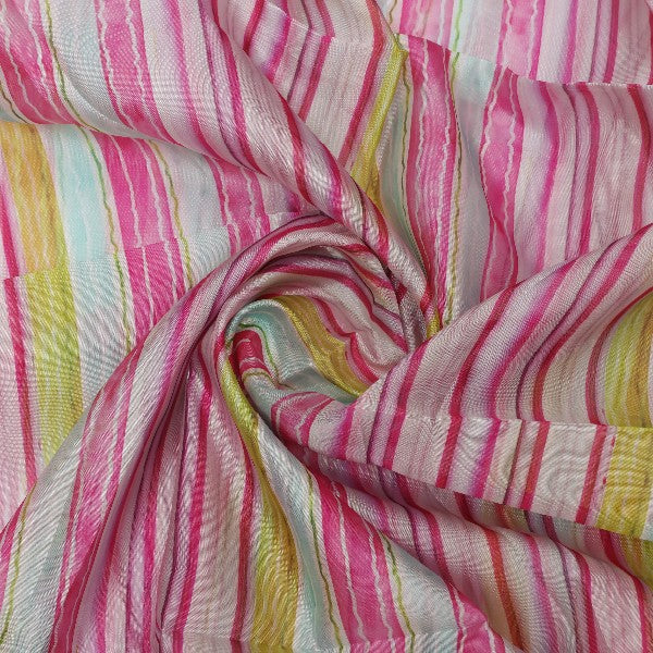 Pink & Green Striped Organza Fabric – or 0 pa10202 110 2