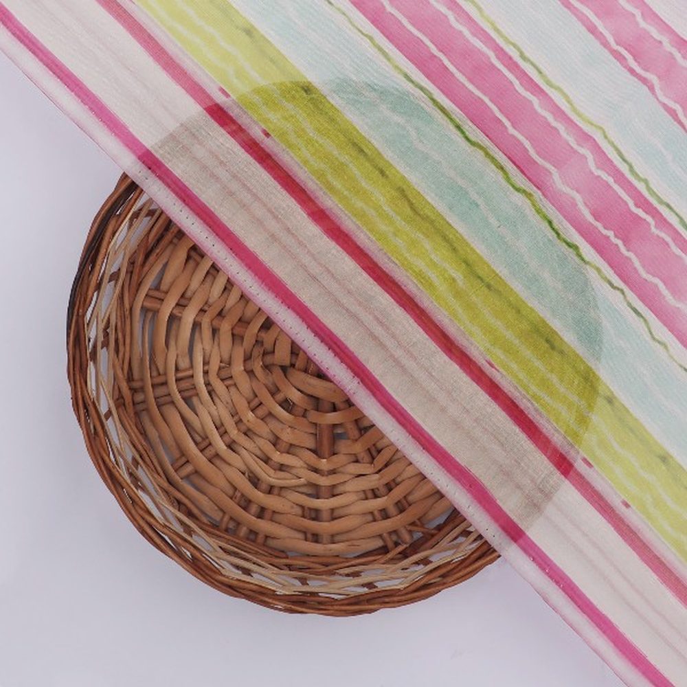 Pink & Green Striped Organza Fabric – or 0 pa10202 110 3