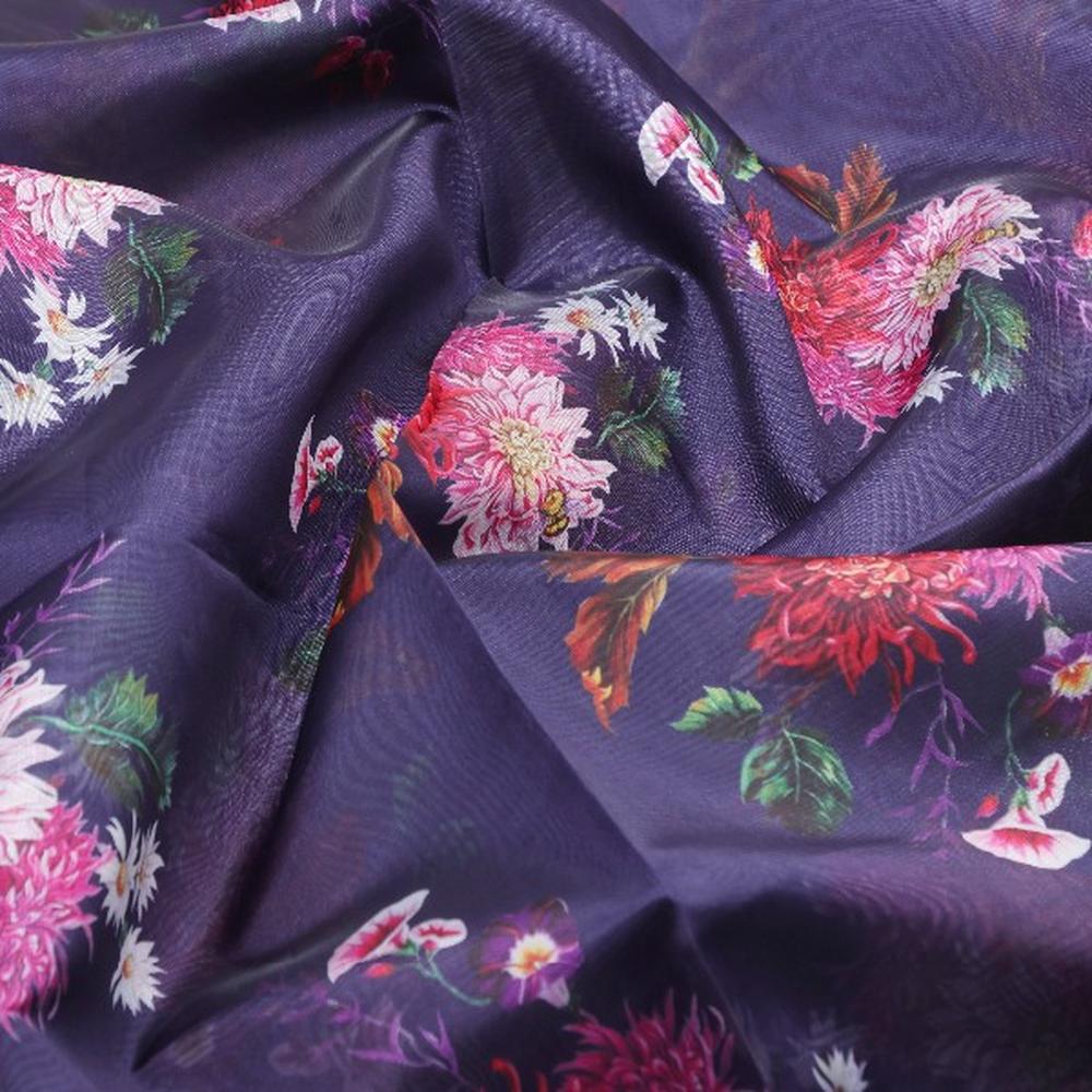 Purple Organza Floral Print Fabric – or 0 pa10767 110 1