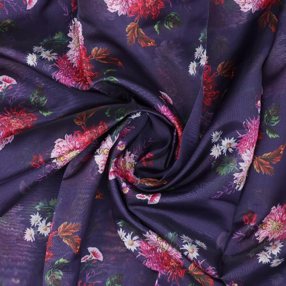 Purple Organza Floral Print Fabric – or 0 pa10767 110 2
