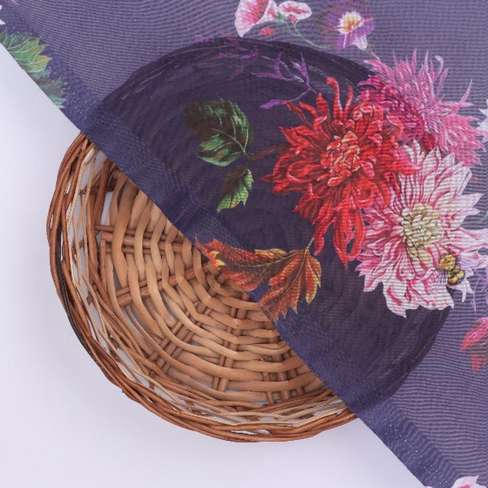 Purple Organza Floral Print Fabric – or 0 pa10767 110 3