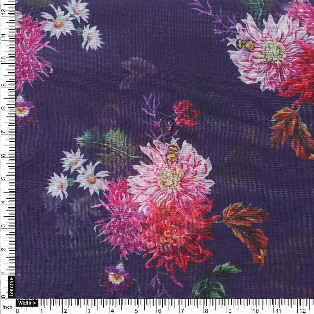Purple Organza Floral Print Fabric – or 0 pa10767 110 4