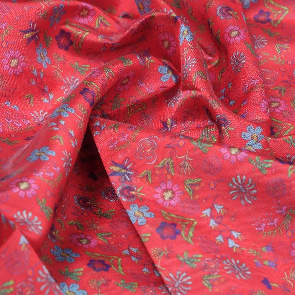 Red Floral Printed Organza Fabric – or 0 pa7085 110 1