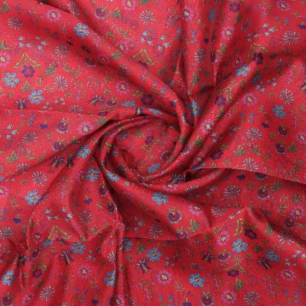 Red Floral Printed Organza Fabric – or 0 pa7085 110 2
