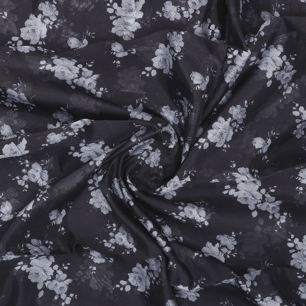 Black & White Floral Organza Fabric – or 0 pa7124 110 2