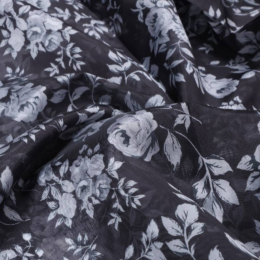 Black Floral Printed Organza Fabric – or 0 pa7125 110 1