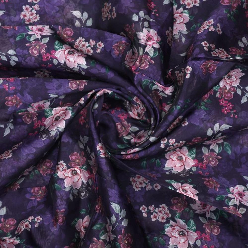 Purple Organza Floral Print Fabric – or 0 pa7130 110 2