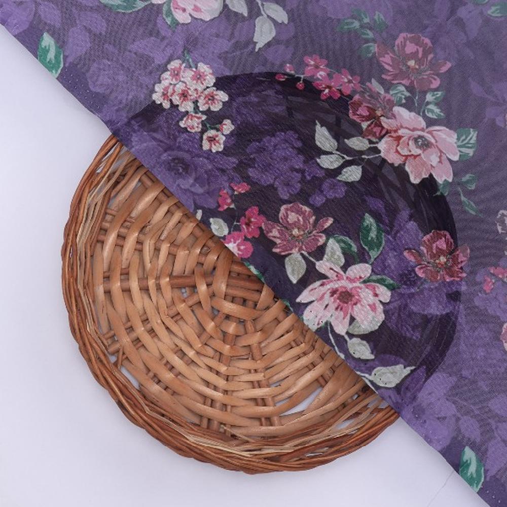 Purple Organza Floral Print Fabric – or 0 pa7130 110 3
