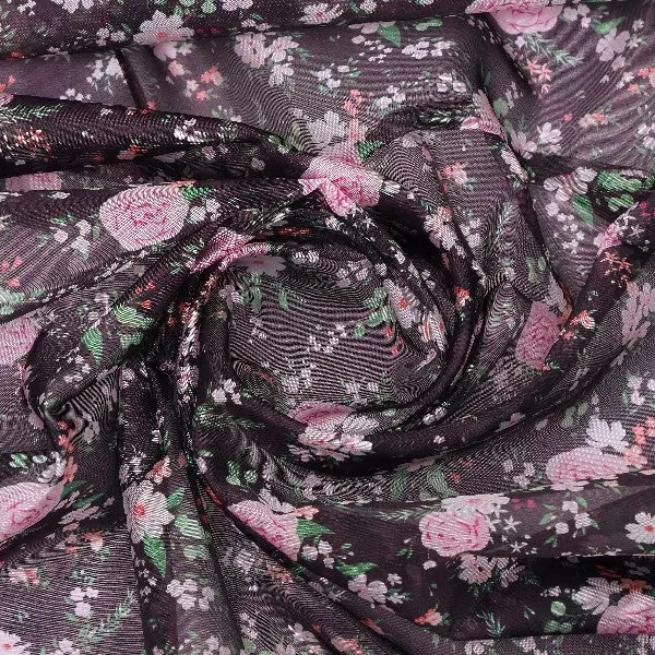 Black Organza Floral Print Fabric – or 0 pa7142 110 2