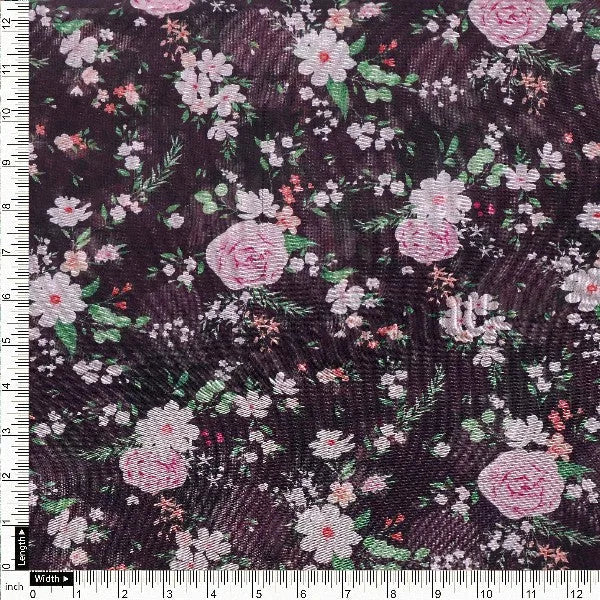 Black Organza Floral Print Fabric – or 0 pa7142 110 4