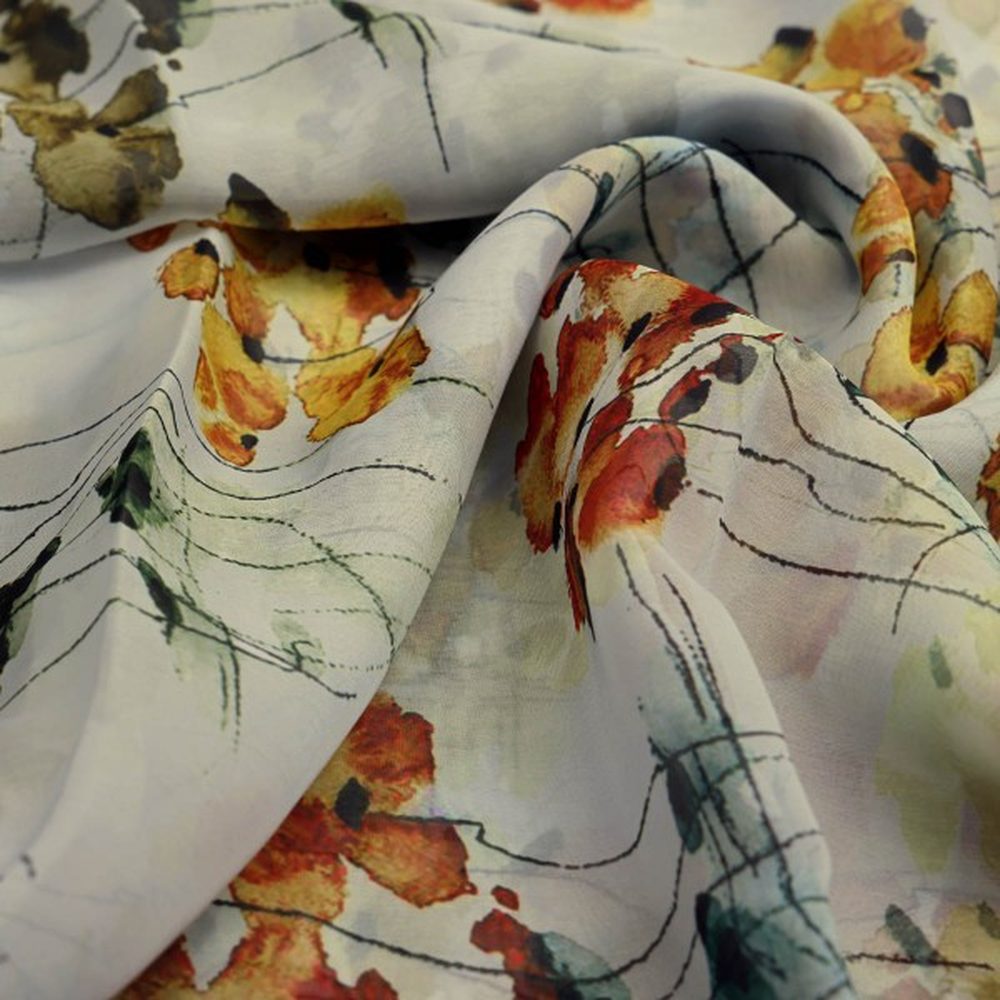 Abstract Watercolour Floral Sketch Organza Fabric – or 0 ta0009 110 1