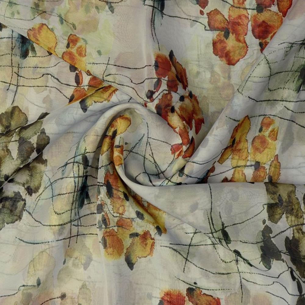Abstract Watercolour Floral Sketch Organza Fabric – or 0 ta0009 110 2