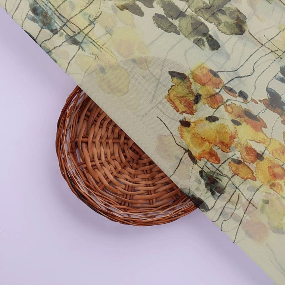 Abstract Watercolour Floral Sketch Organza Fabric – or 0 ta0009 110 3