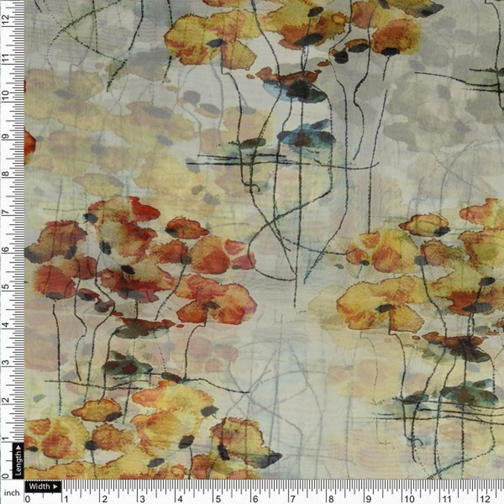 Abstract Watercolour Floral Sketch Organza Fabric – or 0 ta0009 110 4