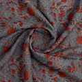 Steel Grey & Rust Red Floral Vine Organza Fabric – or 0 ta0057 110 2