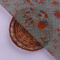 Steel Grey & Rust Red Floral Vine Organza Fabric – or 0 ta0057 110 3