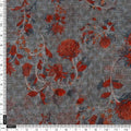 Steel Grey & Rust Red Floral Vine Organza Fabric – or 0 ta0057 110 4