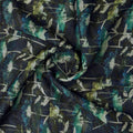 Navy Blue & Green Abstract Botanical Organza Fabric – or 0 ta0066 110 2
