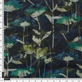 Navy Blue & Green Abstract Botanical Organza Fabric – or 0 ta0066 110 4