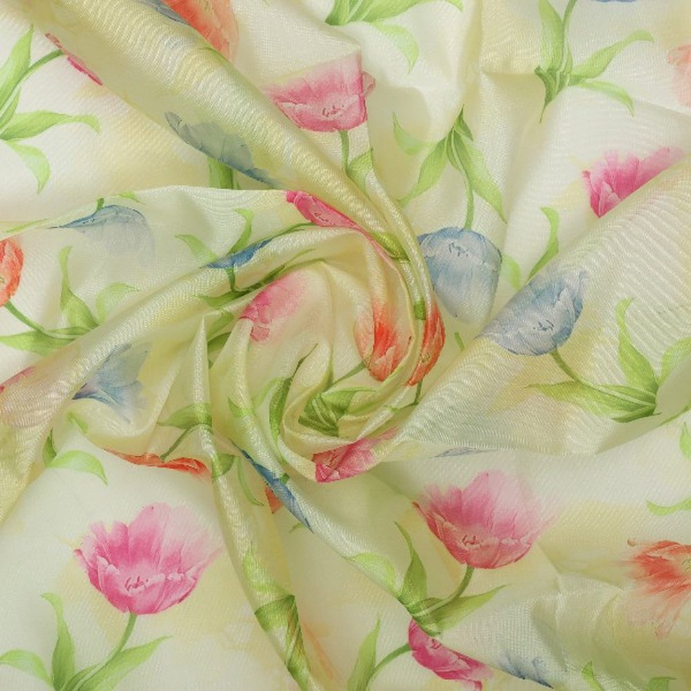 Floral Organza Fabric, Peach & Pink – or 0 ta01121 110 2