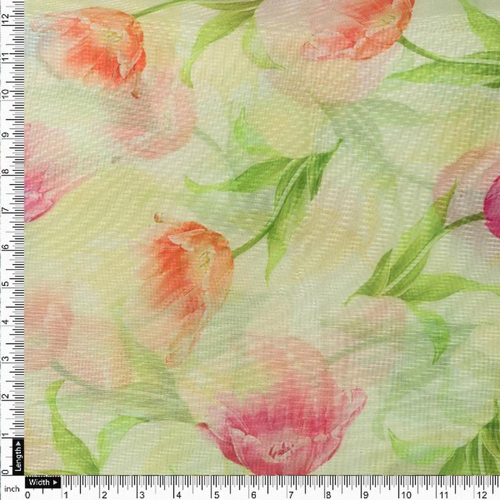 Floral Organza Fabric, Peach & Pink – or 0 ta01121 110 4