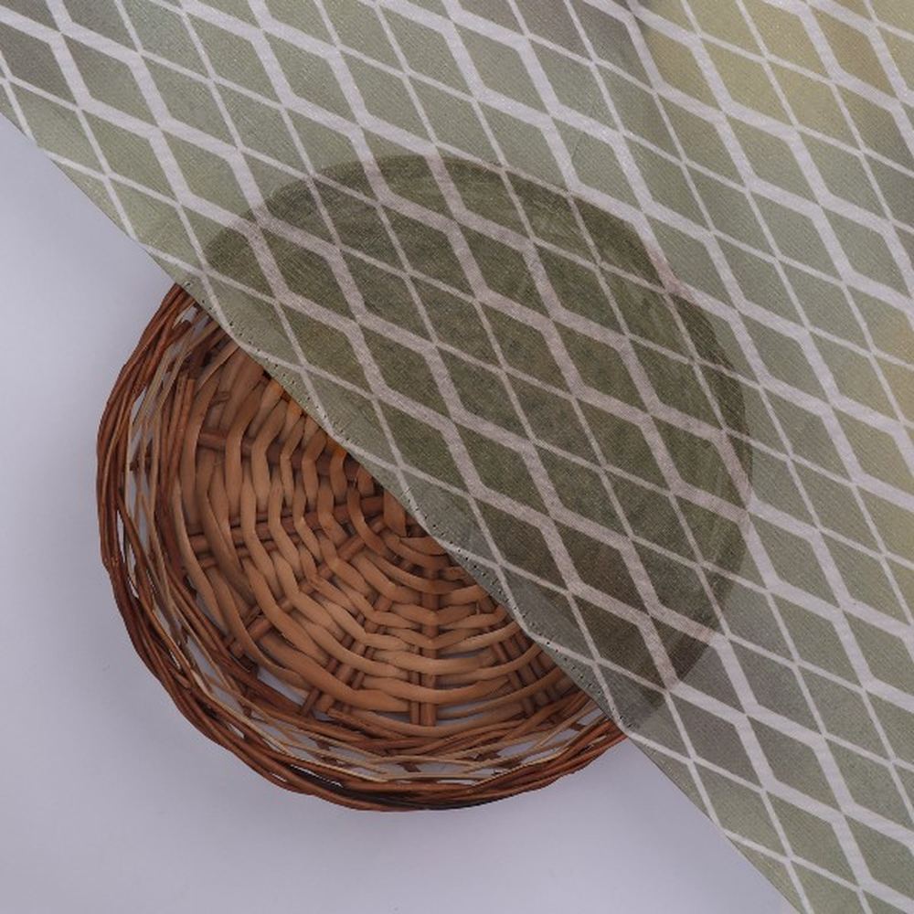 Grey Green Organza Geometric Print Fabric – or 0 ta01364 110 3