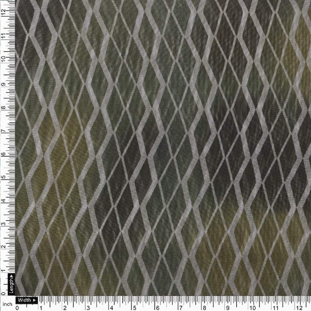 Grey Green Organza Geometric Print Fabric – or 0 ta01364 110 4