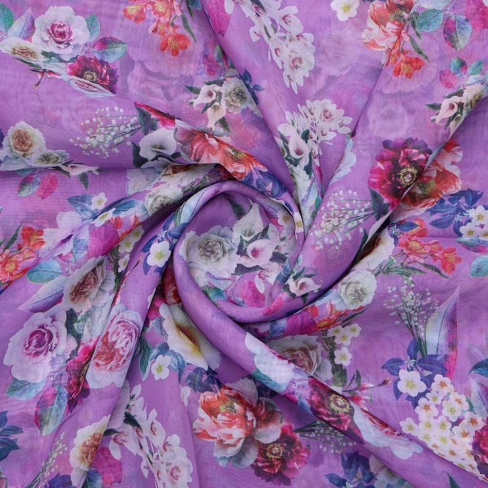 Lavender Dreams Floral Printed Sheer Organza Fabric – or 0 ta0248 110 2