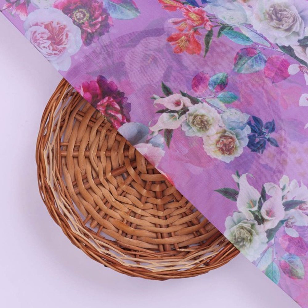 Lavender Dreams Floral Printed Sheer Organza Fabric – or 0 ta0248 110 3