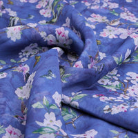 Blue Birds & Cherry Blossom Print Sheer Organza Fabric – or 0 ta0327 110 1