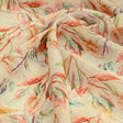 Cream & Multi-Colour Watercolour Leaf Print Organza Fabric – or 0 ta06030 110 1