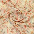 Cream & Multi-Colour Watercolour Leaf Print Organza Fabric – or 0 ta06030 110 2