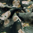 Dark Green Vintage Rose Floral Printed Organza Fabric – or 0 ta0620 110 1